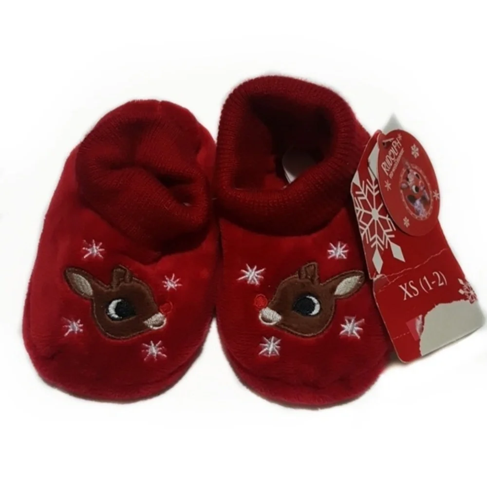 Christmas Rudolph Baby Slippers Size XS 1-2